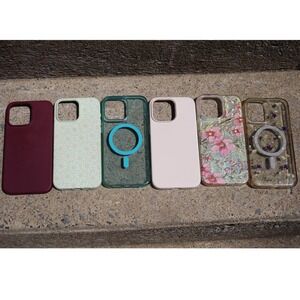 iPhone 15 ProMax Case Bundle 6 Pack Floral MagSafe Silicone Matte Clear Colorful